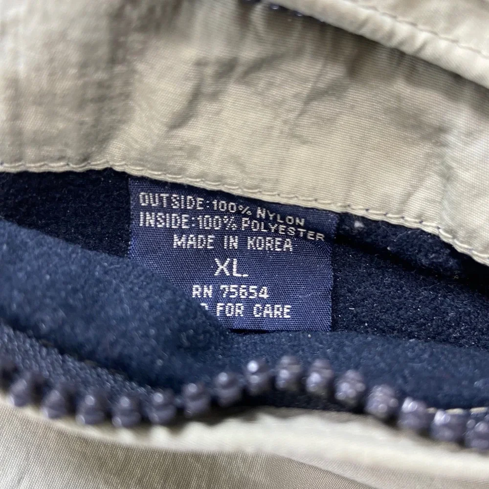 Vintage Abercrombie & Fitch Vest Mens XL Beige Fleece Lined Nylon Utility 90's
